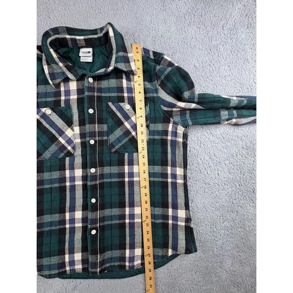 The North Face Button-Up Shirt Men's Size XL Green Plaid Long Sleeves Collared